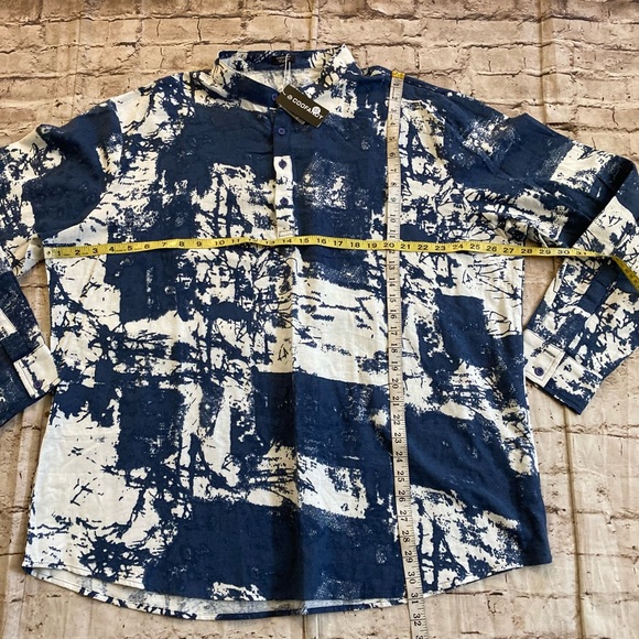 NWT COOFANDY man’s navy/white long sleeve Henley, neck, cotton shirt size XXL - Picture 11 of 11